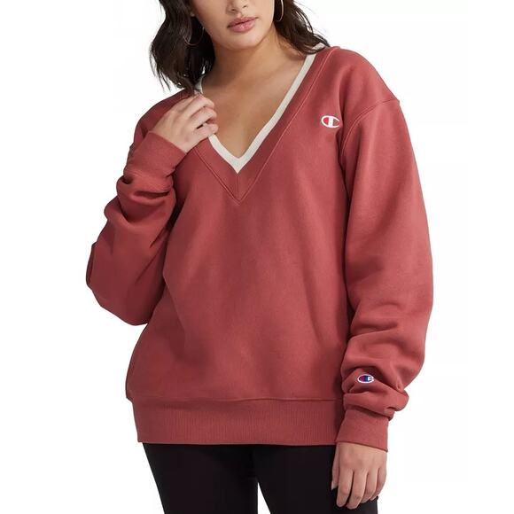 Champion Women's Reverse Weave Ribbed V-Neck Pullover Sweatshirts Size L NWT - Picture 1 of 10